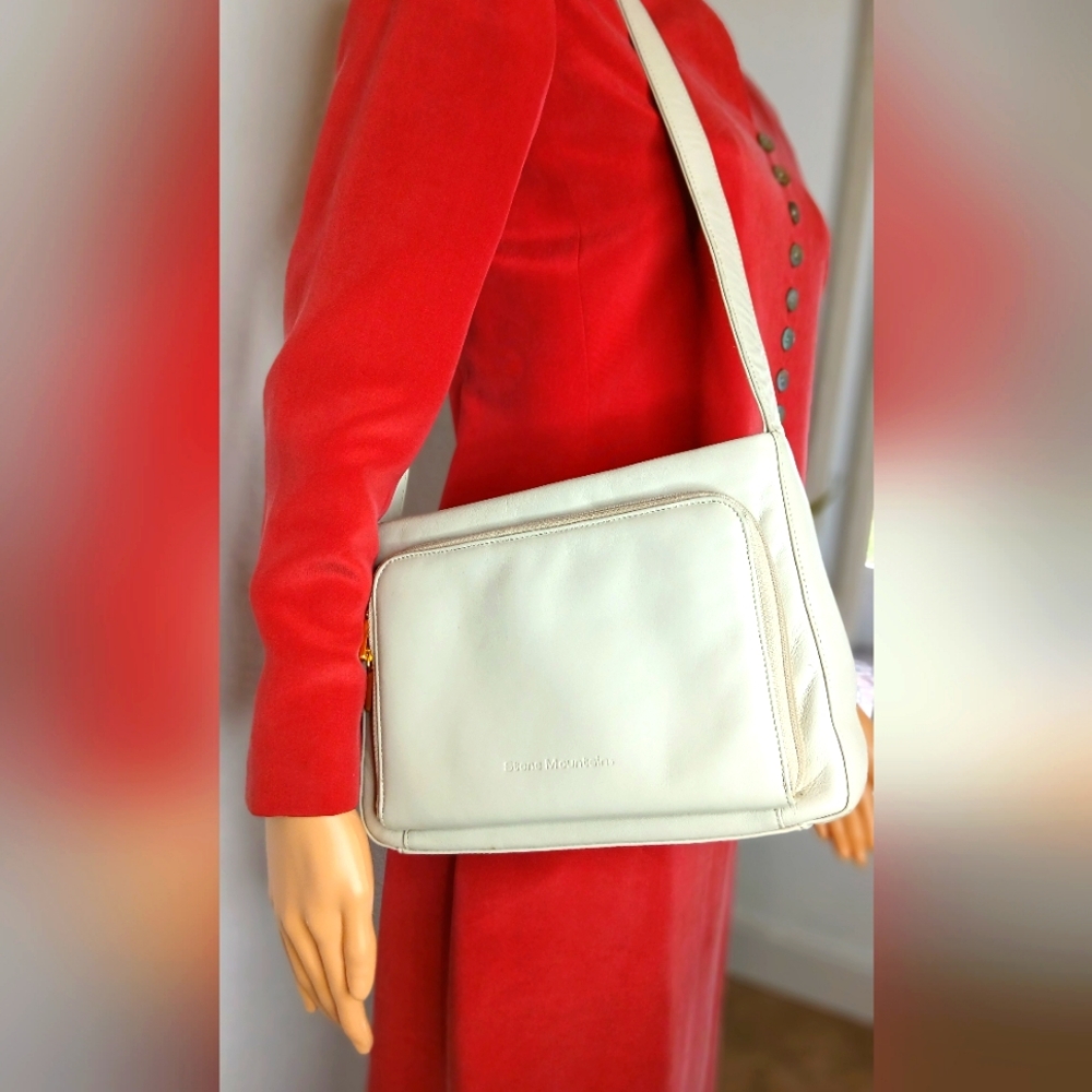 Vintage Pure Stone Mountain Tan Leather Shoulder Bag Easter deals